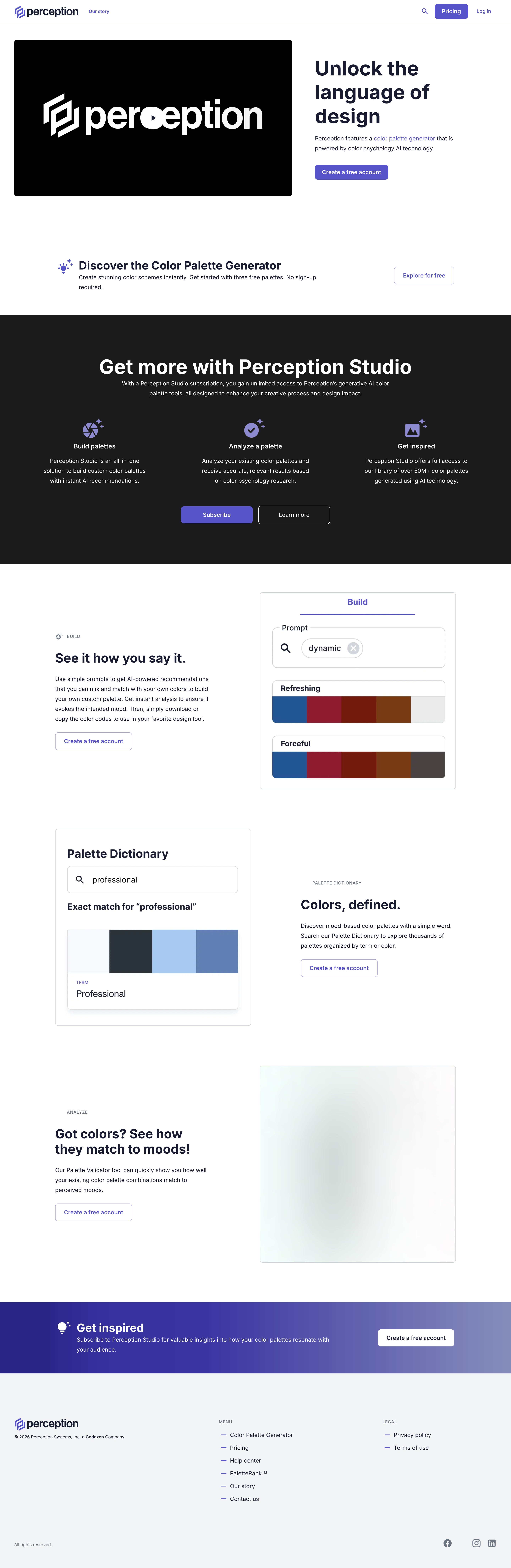 Full-page screenshot of Perception.io